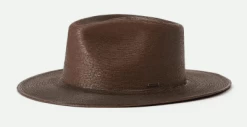 Hatte - Brixton Marcos Wide Brim Straw Fedora (mørkebrun)