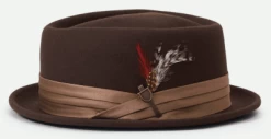 Hatte - Brixton Stout Pork Pie Wool (mørkebrun)