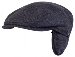 Sixpence / Flat Cap - Wigéns Ivy Slim Earflap Shetland Wool Cap (Navy)