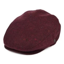 Sixpence / Flat Cap - Jaxon Hillcrest Herringbone Flat Cap (burgunder)