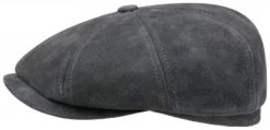 Sixpence / Flat Cap - Stetson Hatteras Calf Split Leather (grå)