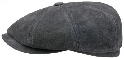 Sixpence / Flat Cap - Stetson Hatteras Calf Split Leather (grå) 1 Sixpence / Flat Cap - Stetson Hatteras Calf Split Leather (grå)