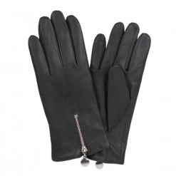 Handsker - HK Women's Hairsheep Leather Zip Glove With Wool Lining (Sort)