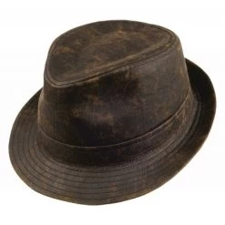 Hatte - Jaxon Weathered Cotton Trilby (brun)