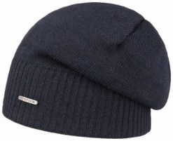 Beanies - Stetson Oversized Merino Beanie (blå)