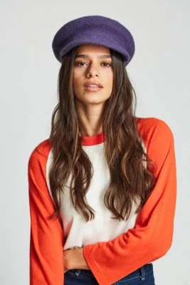 Baret - Brixton Audrey Brim Beret (washed Navy) 2 Baret - Brixton Audrey Brim Beret (washed Navy) - Billede 2