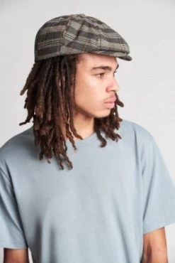 Sixpence / Flat Cap - Brixton Brood (grey/tan Plaid) -Mode Hat brood snap cap 00006 grytp 11