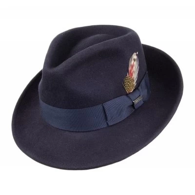 Hatte - Jaxon Crushable C-Crown Fedora (marineblå) 4 Hatte - Jaxon Crushable C-Crown Fedora (marineblå) - Billede 4
