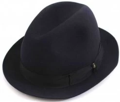 Hatte - Borsalino Marengo Narrow Brim Fedora (marineblå)