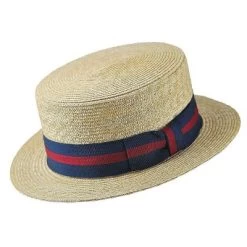 Hatte - Jaxon Straw Boater Hat Striped Band (natur)
