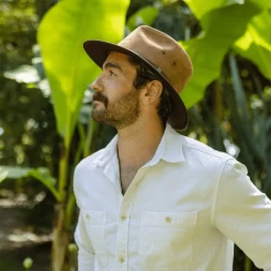 Hatte - Jaxon Nubuck Leather Safari Fedora (kastanje) -Mode Hat leather