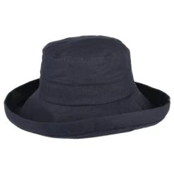 Hatte - Sur La Tête Lily Linen-Cotton Sun Hat (Navy)