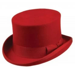 Hatte - Jaxon Mid-Crown Top Hat (høj Hat) (rød)