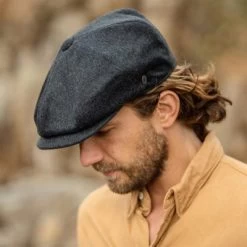 Sixpence / Flat Cap - Jaxon Pure Wool Harlem Newsboy Cap (mørkegrå) -Mode Hat namnlost 6 50768