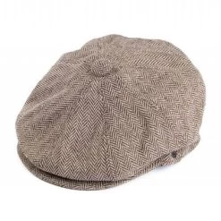 Sixpence / Flat Cap - Jaxon Herringbone Newsboy Cap (brun)