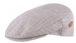 Sixpence / Flat Cap - MJM Oliver Linen/Cotton (beige-blå)