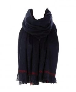 Halstørklæder - Gårda Women's Frayed Wrap (Navy)
