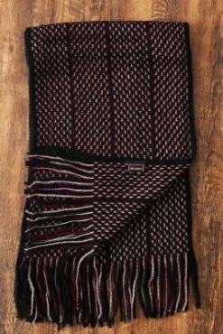 Halstørklæder - Gårda ZigZag Knitted Tassel Scarf (Sort/Rød) -Mode Hat sc 3259 c