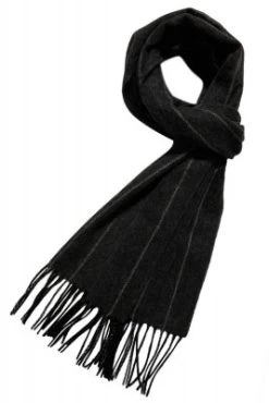 Halstørklæder - Gårda Stripe Wool Scarf (Charcoal)