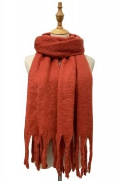 Halstørklæder - Gårda Soft Tassel Blanket Scarf (Rust)