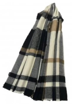 Halstørklæder - Gårda Tartan Wool Blanket Scarf (Cream)