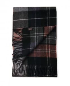 Halstørklæder - Gårda Tartan Wool Scarf (Black/Peach)
