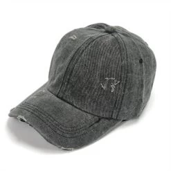 Caps - Gårda Vintage (sort) -Mode Hat stentvattad svart gra keps 7 revor 03