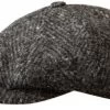 Sixpence / Flat Cap - Stetson Hatteras Herringbone Wool (antracit)
