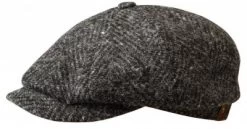 Sixpence / Flat Cap - Stetson Hatteras Herringbone Wool (antracit)