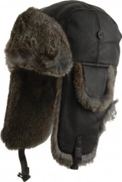 Pelshue - MJM Trapper Hat Leather With Rabbit Fur (Brun)