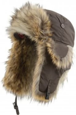 Pelshue - MJM Ladies Trapper Hat Taslan With Faux Fur (Brun)