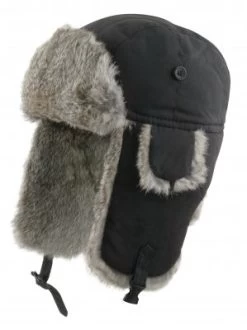 Pelshue - MJM Ladies Trapper Hat Taslan With Rabbit Fur (Sort)