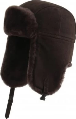 Pelshue - MJM Ladies Trapper Hat Goat Suede Lambskin (Brun)