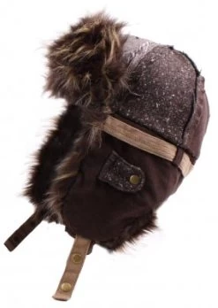 Pelshue - Trapper Hat Tweed/Cord With Faux Fur (Brun)