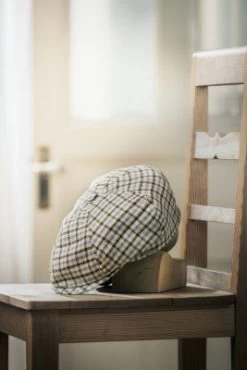 Sixpence / Flat Cap - Wigéns Newsboy Contemporary Cap (beige-blå) -Mode Hat wigens 100851